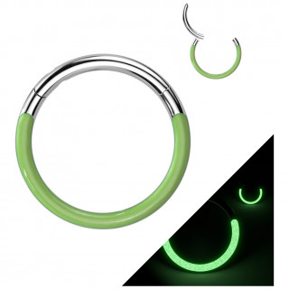 Piercing anneau Titane  arc phosphorescent Vert (septum, daith, hlix...)