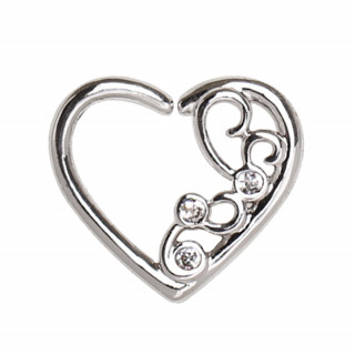 Piercing anneau tordable coeur ornemental sertie