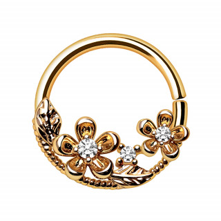 Piercing anneau tordable dor  jardin de fleurs (septum, lobe...)