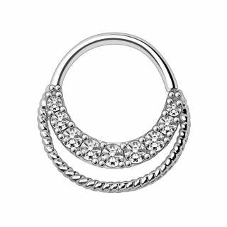 Piercing anneau tordable style cordage  arc de strass