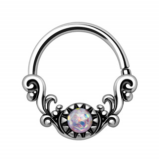 Piercing anneau tordable style vague ancienne  opale
