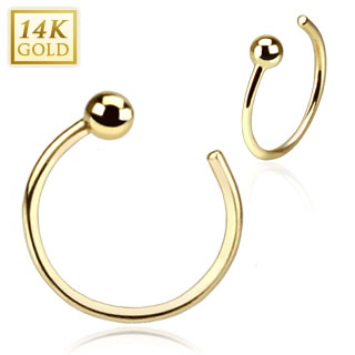 Piercing anneau tragus / nez en or 14 carats avec anneau à boule
