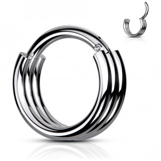 Piercing anneau tripl en acier Argent  segment charnire