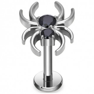 Piercing araigne en Titane  zirconiums noires (lvre et oreille)