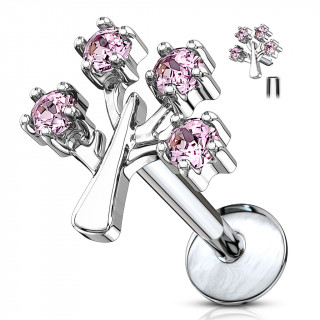 Piercing arbre de vie  strass roses (lvre, cartilage...)