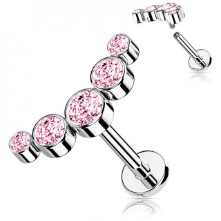 Piercing  arc pav de strass (lvre, hlix...) - rose