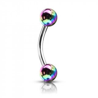 Piercing arcade  boules aspect mtalique - Arc en ciel