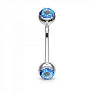 Piercing arcade acier  oeil humain - Bleu
