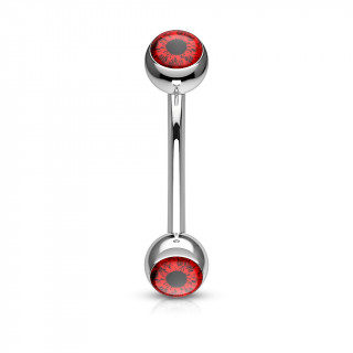 Piercing arcade acier  oeil humain - Rouge