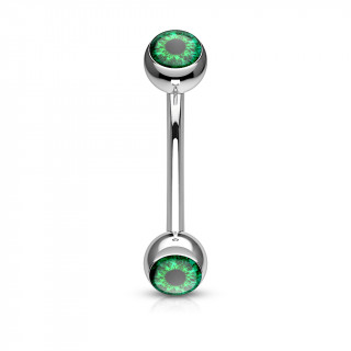 Piercing arcade acier à oeil humain - Vert