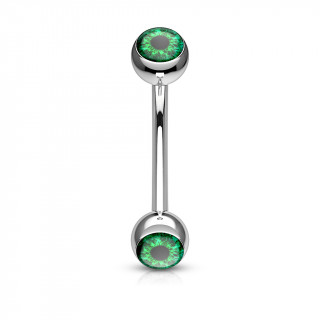 Piercing arcade acier  oeil humain - Vert