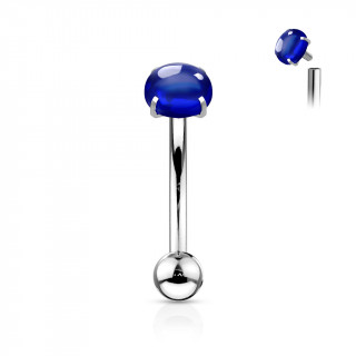 Piercing arcade acier à cabochon Bleu (filetage interne)