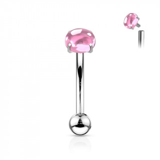 Piercing arcade acier  cabochon Rose (filetage interne)