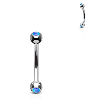 Piercing arcade acier serti opales bleues