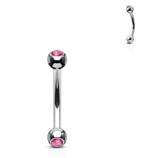 Piercing arcade acier serti opales rose