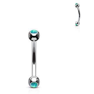 Piercing arcade acier serti opales vertes