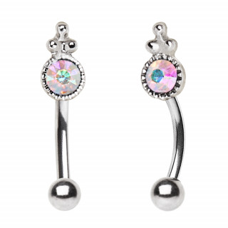 Piercing arcade avec embout couronné à zirconium