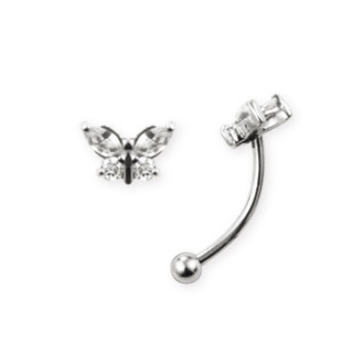 Piercing arcade avec papillon sertie