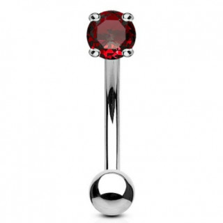 Piercing arcade / banane acier à pierre rouge