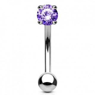 Piercing arcade / banane acier  pierre violet tanzanite