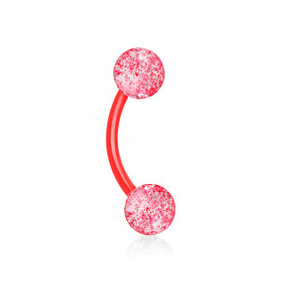 Piercing arcade bioflex rouge  boules paillettes