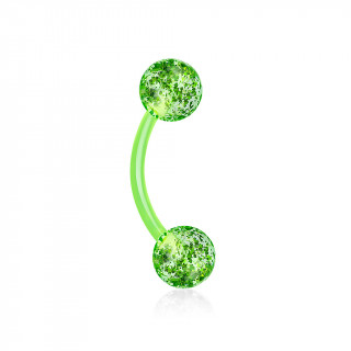 Piercing arcade bioflex vert à boules paillettées