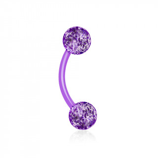 Piercing arcade bioflex violet à boules paillettées
