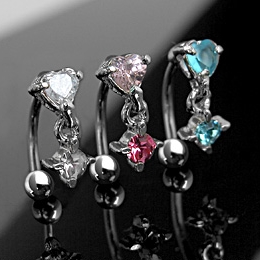 Piercing arcade coeur et pendentif serti