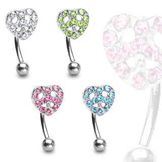 Piercing arcade coeur paix serti