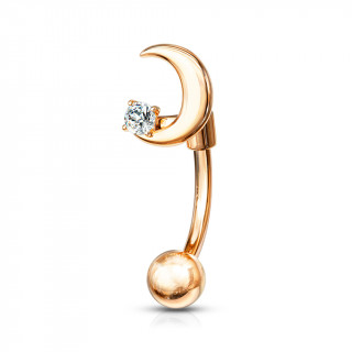 Piercing arcade cuivré à croissant de lune strass
