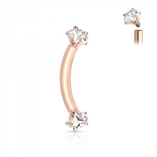 Piercing arcade cuivr  embouts toiles strass (filetage interne)