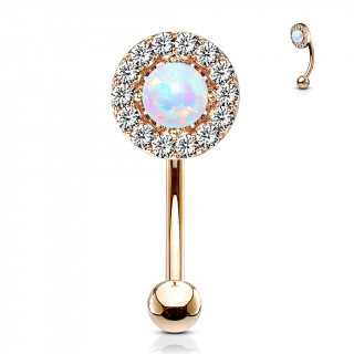 Piercing arcade cuivr  Opale cercle de strass