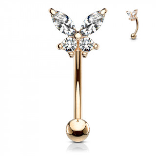 Piercing arcade cuivr  papillon pav de strass