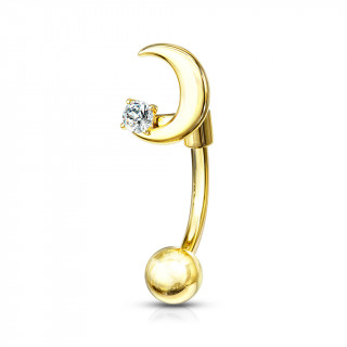 Piercing arcade dor  croissant de lune strass