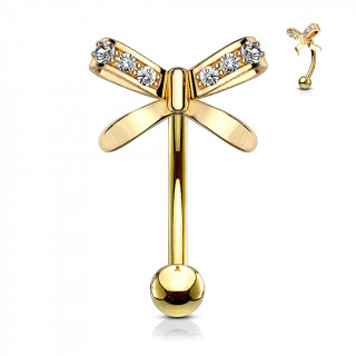 Piercing arcade doré à élégante libellule sertie