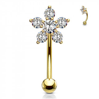 Piercing arcade dor  fleur pave de strass