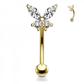 Piercing arcade dor  papillon pav de strass