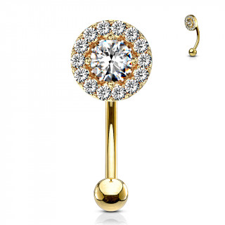 Piercing arcade dor  pierre cercle de strass