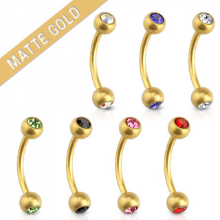 Piercing arcade en acier dor mat  boules serties