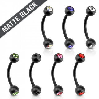 Piercing arcade en acier noir mat  boules serties