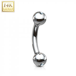 Piercing arcade en or blanc 14 carats avec boules serties