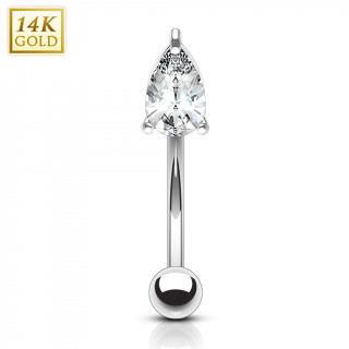 Piercing arcade en or blanc 14 carats avec zirconium en goutte