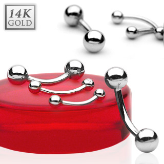 Piercing arcade en or blanc 14 carats  boules