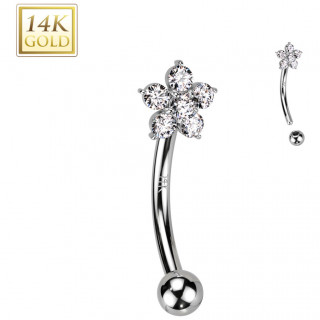 Piercing d'arcade en or blanc 14 carats  fleur zirconiums