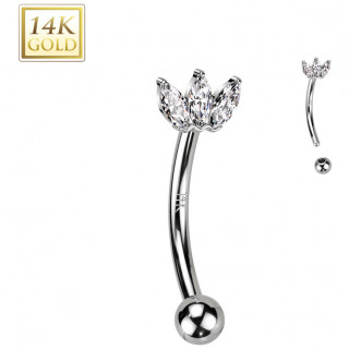 Piercing arcade en or blanc 14 carats  Triple Marquise zirconiums