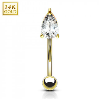 Piercing arcade en or jaune 14 carats avec zirconium en goutte