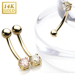 Piercing arcade en or jaune 14 carats avec zirconium rond