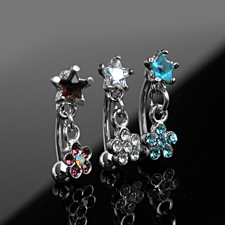 Piercing arcade �toile avec pendentif fleur