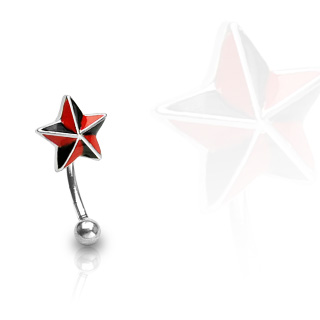 Piercing arcade étoile noire et rouge