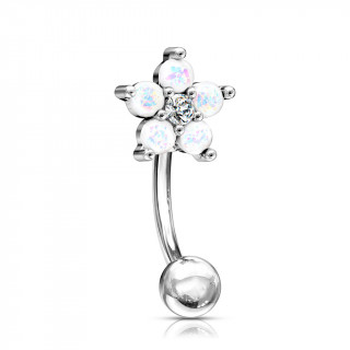 Piercing arcade  fleur d'opales blanches